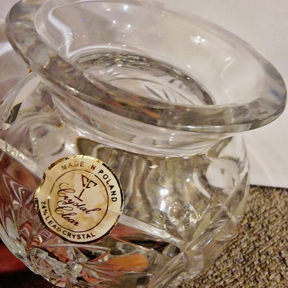 #Vintage #CrystalClear Polish 24% Lead Crystal Vase Floral Starburst Pattern - Picture 8 of 10